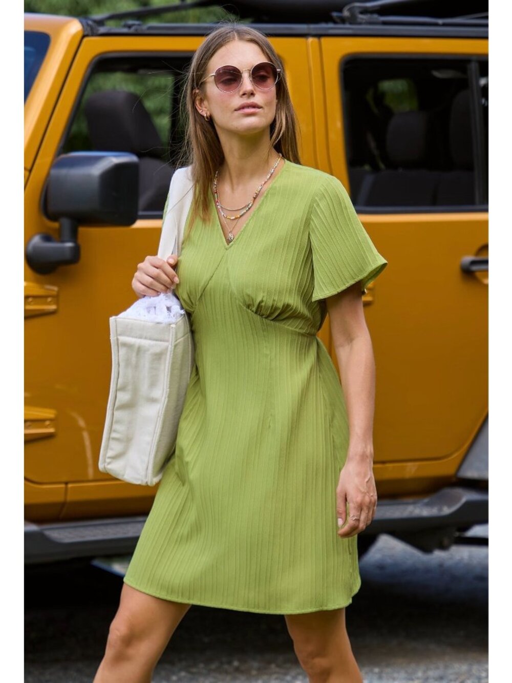 NWT Cupshe Green Flared Sleeve Mini Dress - Size: Small